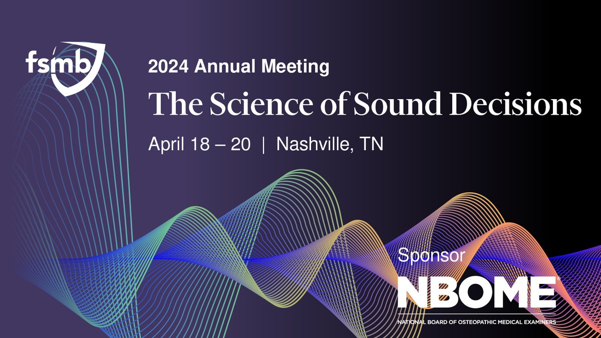 Countdown is on! Just 2 weeks until our 2024 Annual Meeting in Nashville. A big thanks to our lead sponsor @NBOME for making this event possible. Get ready to reunite with colleagues and dive into key issues in medical regulation. April 18-20 #FSMBAM2024