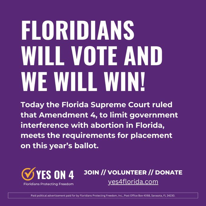 DemsKeys's tweet photo. Florida is a supermajority of voters versus a Tallahassee MAGA supermajority.
Our supermajority voted together on Raising the Minimum Wage, Restoring Felon Voting Rights, and Medical Marijuana.
Our supermajority has already announced our intentions for Abortion Rights and Recreational Pot.
#YesOn4 #YesOn3 and kick their supermajority where it hurts and #TakeBackFL
#DemCastFL #ONEV1 #ProudBlue