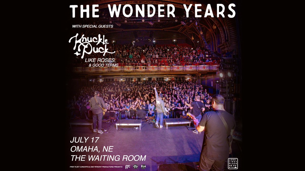 JUST ANNOUNCED! See The Wonder Years with Knuckle Puck, Like Roses and Good Terms at The Waiting Room on July 17th! tix on sale Friday at 10AM etix.com/ticket/p/33912…