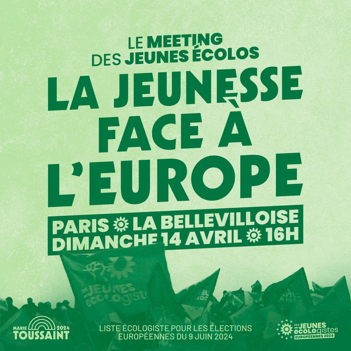 Le 14 avril : on donne la parole aux jeunes ! Dérèglement climatique, précarité, montée de l'extrême droite : nous avons besoin d’un projet européen de rupture. Ce meeting est le votre : les Écologistes repondront aux questions de la jeunesse. ➡️ tinyurl.com/Meeting-Jeunes…