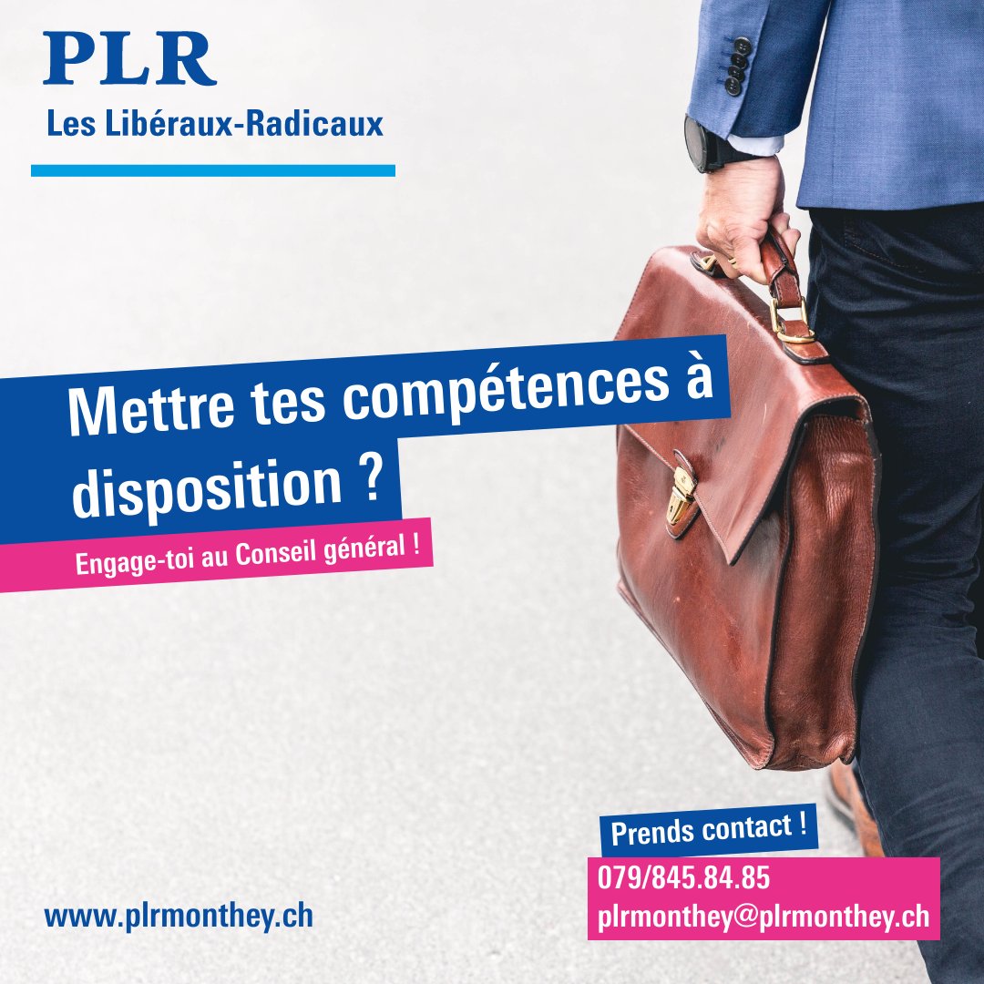 PLRMonthey's tweet photo. Cet automne la population montheysanne élira le Conseil général de #monthey pour la législature 2025-2028. Envie de mettre tes compétences au service de la population? Tu te sens proche des valeurs du PLR Monthey ? Alors prends contact ! https://t.co/Grc1cd6PW7