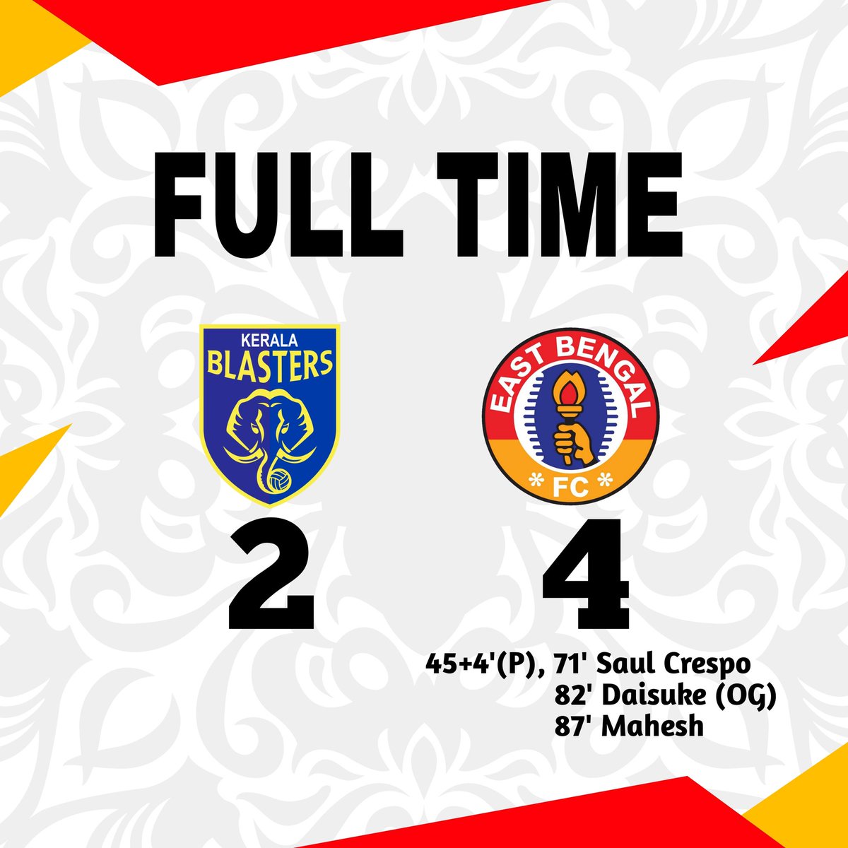 Leaving our mark in their territory! 💥An electrifying performance as we conquer Kerala Blasters FC with style! #KBFCEBFC #EastBengalFC #EBRP