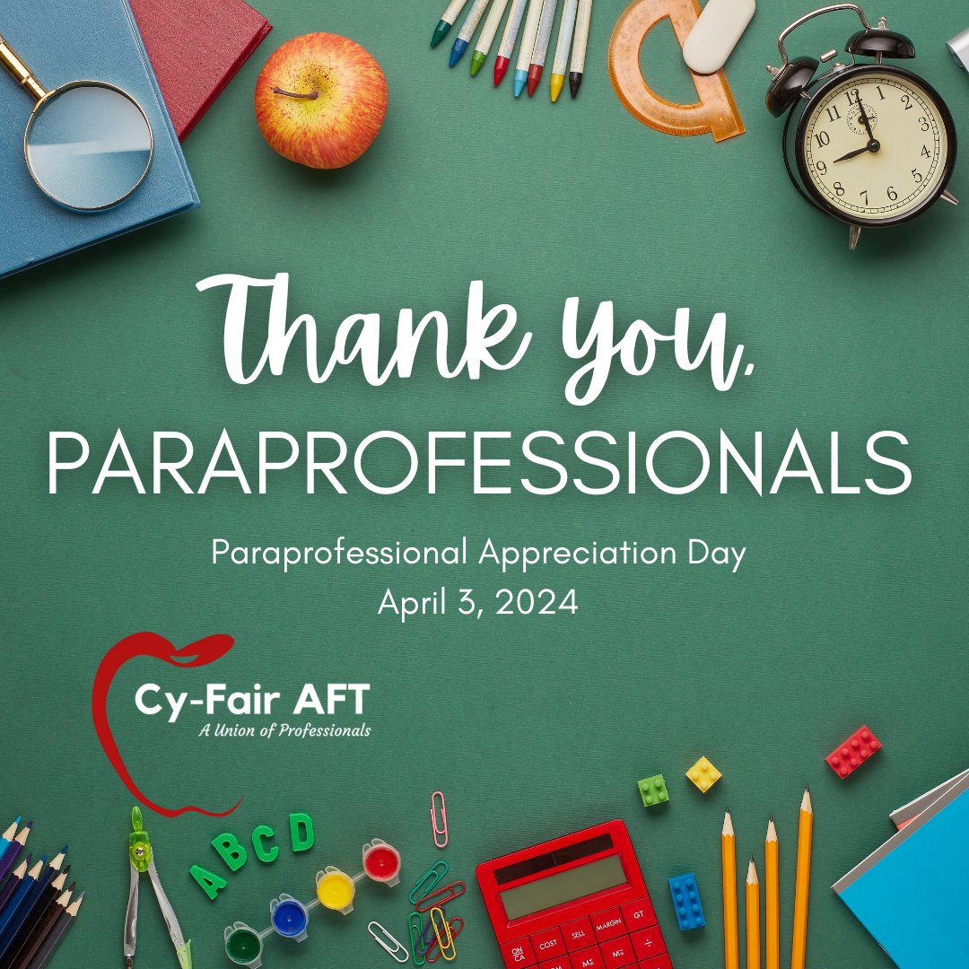 Happy Paraprofessional Appreciation Day. We appreciate all you do for our students.