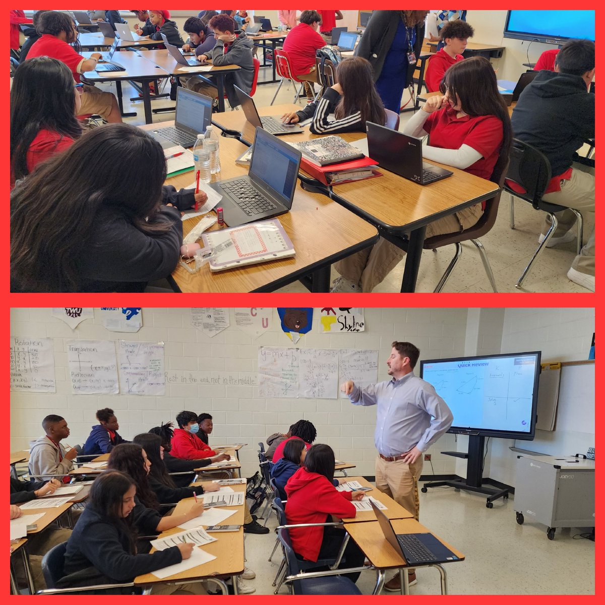Evidence of students engaged in screen to scratch and an all hands-on deck mentality with Principal Resident Wilson teaching math @ARSADallas @dallasschools. Pushing forward to meeting our 90-60-30 goals. #Region1Excellence @REHdz79 @DrCSamuel