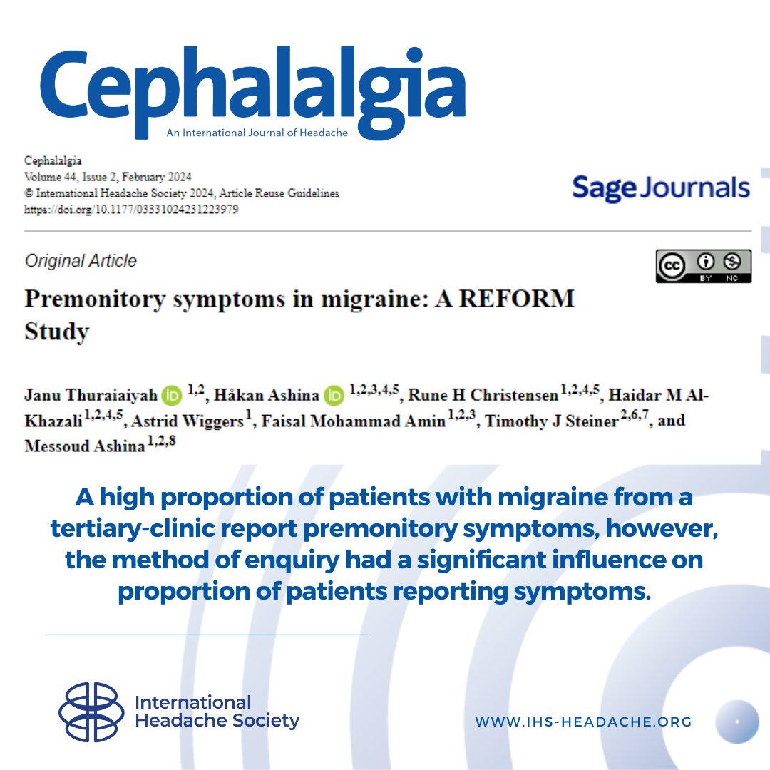 Migraine's Early Alerts 🌟 Research underscores the crucial need for a unified approach in recognizing premonitory migraine symptoms. A high proportion of patients with migraine report premonitory symptoms. sagepub.pulse.ly/ntxfunswu3 @hmru_cph @Janu_MD_ @MessoudAshina @h_ashina