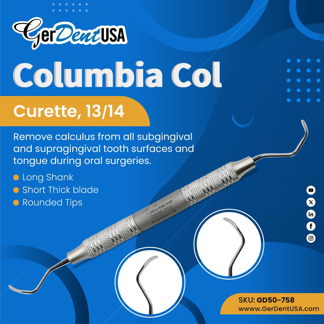 Level up your toolkit with the Columbia Col Curette 13/14. Experience unparalleled control and comfort in scaling and root planning. Tackle supragingival and subgingival buildup with ease and precision

Buy Now: tinyurl.com/2yuwljej
#Dental #Dentistry #Teeth #Smile #DentalLife