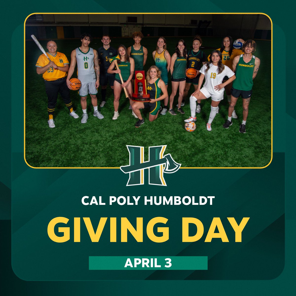 🚨TODAY’S THE DAY! #HumboldtGivingDay is here! All gifts have twice the impact! Use the link in our bio to double your gift and support student-athletes and their programs! #GoJacks🪓 #BoldyGiving #HumboldtGivesBack #HumboldtGivingDay #CalPolyHumboldt