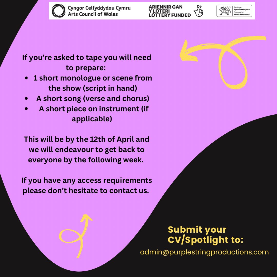 WE’RE CASTING! PLEASE SHARE 🏴󠁧󠁢󠁷󠁬󠁳󠁿
Supported by <a href="/Arts_Wales_/">Cyngor Celfyddydau Cymru | Arts Council of Wales</a>