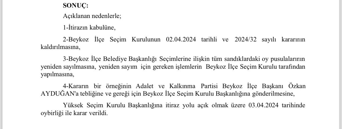 Ve sonunda #Gaziosmanpaşa 'dan sonra #Beykoz'da da oyların yeniden sayılması kararı çıktı! Madem eminsiniz, hakkınızla kazandınız, çirkeflik yapmayı bırakın da çıkacak sonucu hep birlikte alkışlayalım!