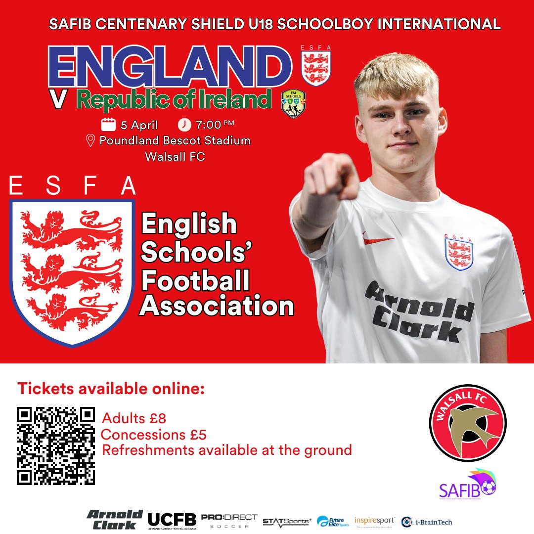 💥England U18 Schoolboys💥 The England U18 Schoolboys’ journey continues Friday in the SAFIB Centenary Shield with their first home game against the Republic of Ireland 🗓️ 5th April ⏰ 19:00 📍 @WFCOfficial Get your tickets 👇 🔗 loom.ly/qDWwlpU (1/2)