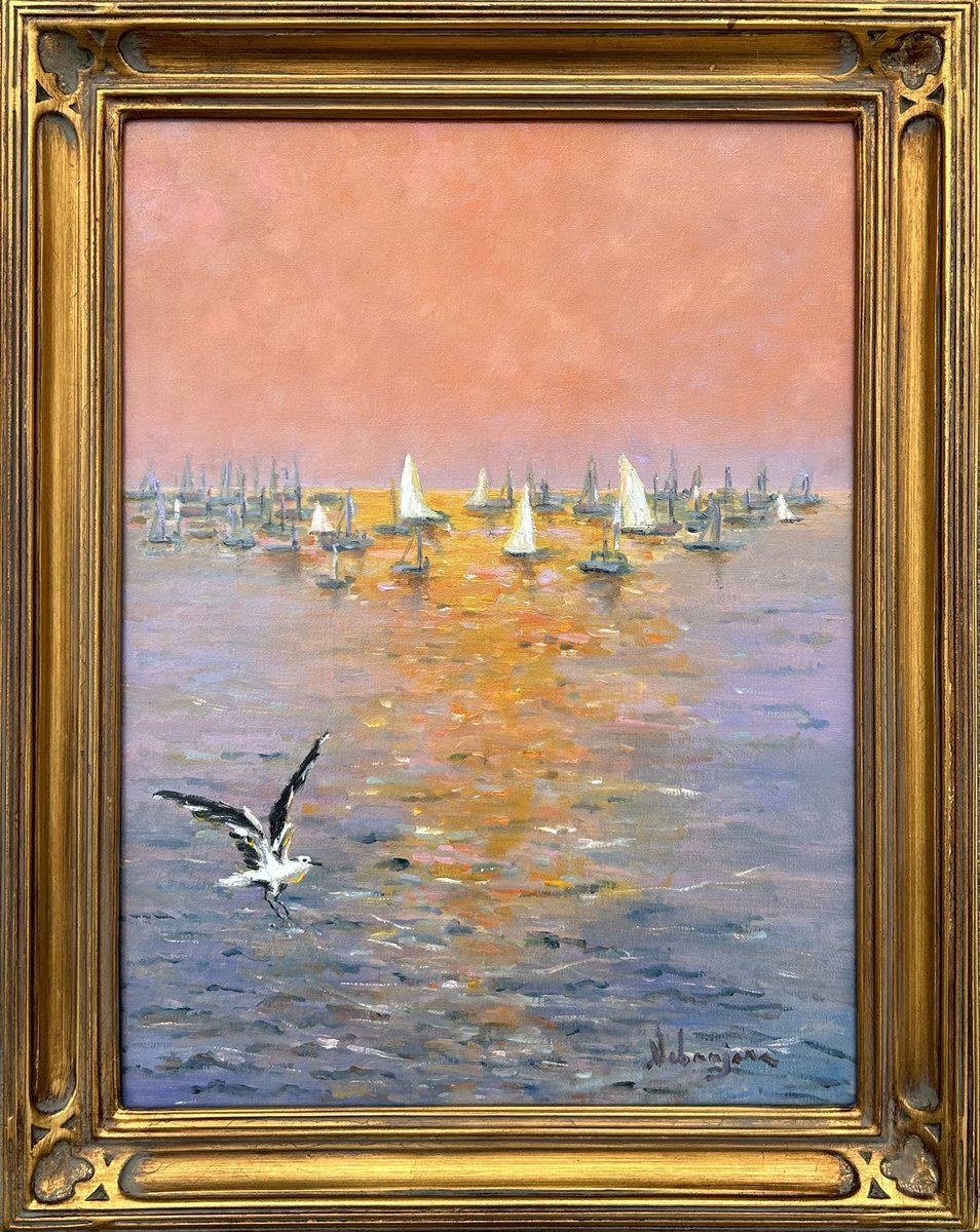 Maybe a start of Bombay series Using this style of frame for the first time Bombay Boats and Seagull 16x12 Oil on linen