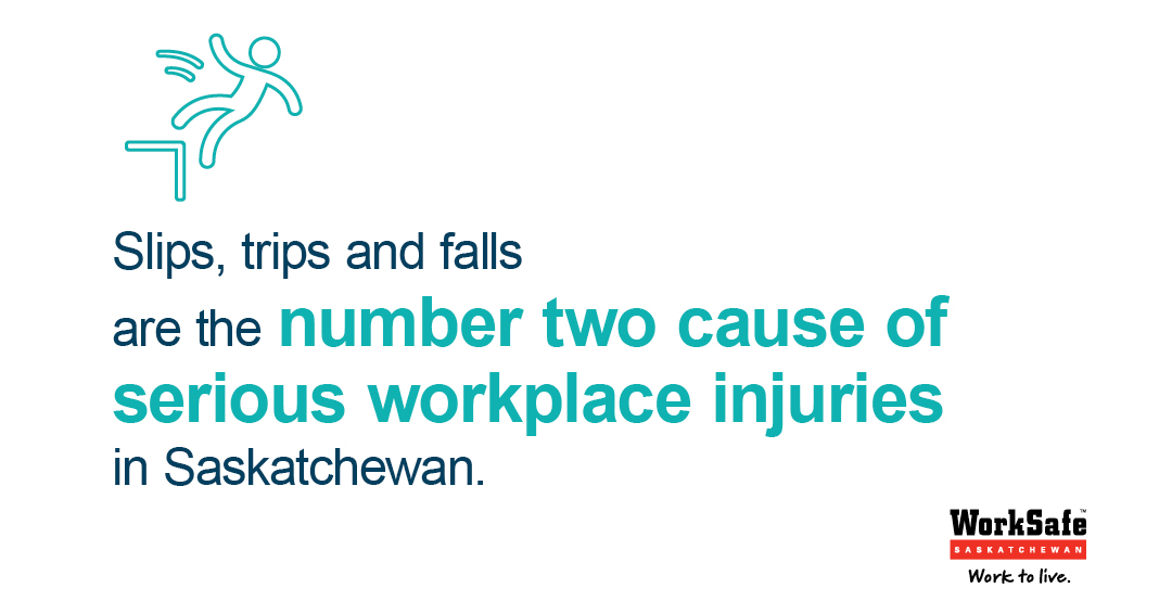 Something that often contributes to slips, trips and falls is poor lighting. Make sure your work area always has good lighting, do outdoor work during the day, and use a flashlight when entering dark areas. Learn more: worksafesask.ca/prevention/sli…