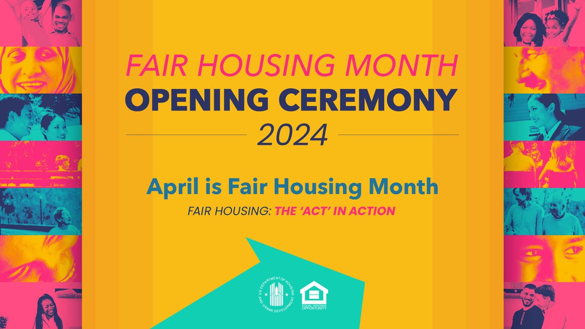 Join us on Thursday, April 11, 2024, at 2:00 pm for our #FairHousingMonth Opening Ceremony. Featuring PDAS McCain, and President and CEO of @LawyersComm, @DamonTHewitt. You can watch the ceremony live on our #FHM website: 👉 bit.ly/49ZJ04e. #FairHousing