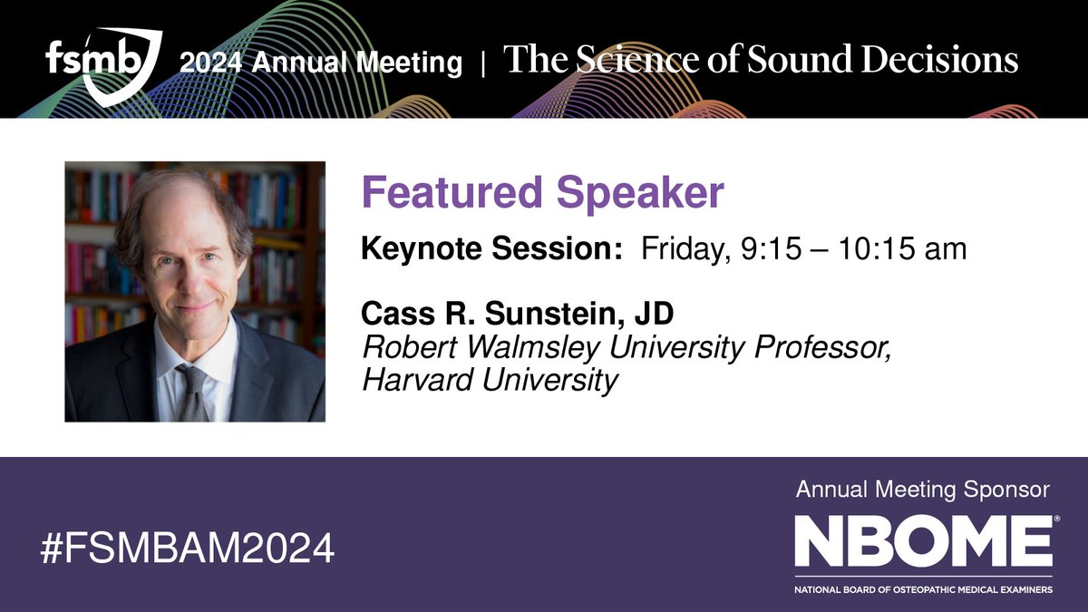 Why do we overlook important details? At our Annual Meeting, legal scholar @CassSunstein explores how 'noise' affects decision-making for regulators. His insights from 'Noise' & 'Look Again' reveal keys to better regulatory choices. Don't miss this keynote, Fri April 19!