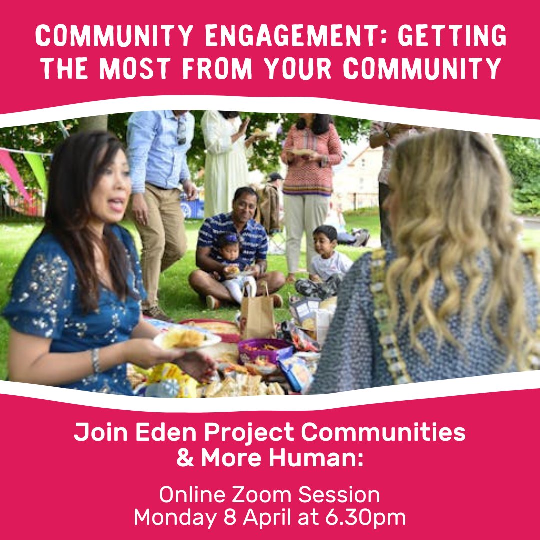 The @edencommunities team is hosting a 'Connect & Cultivate' interactive training session tailored for community organisers next Monday 6.30 - 8pm. Sign up here: events.more-human.co.uk/event/17107585…