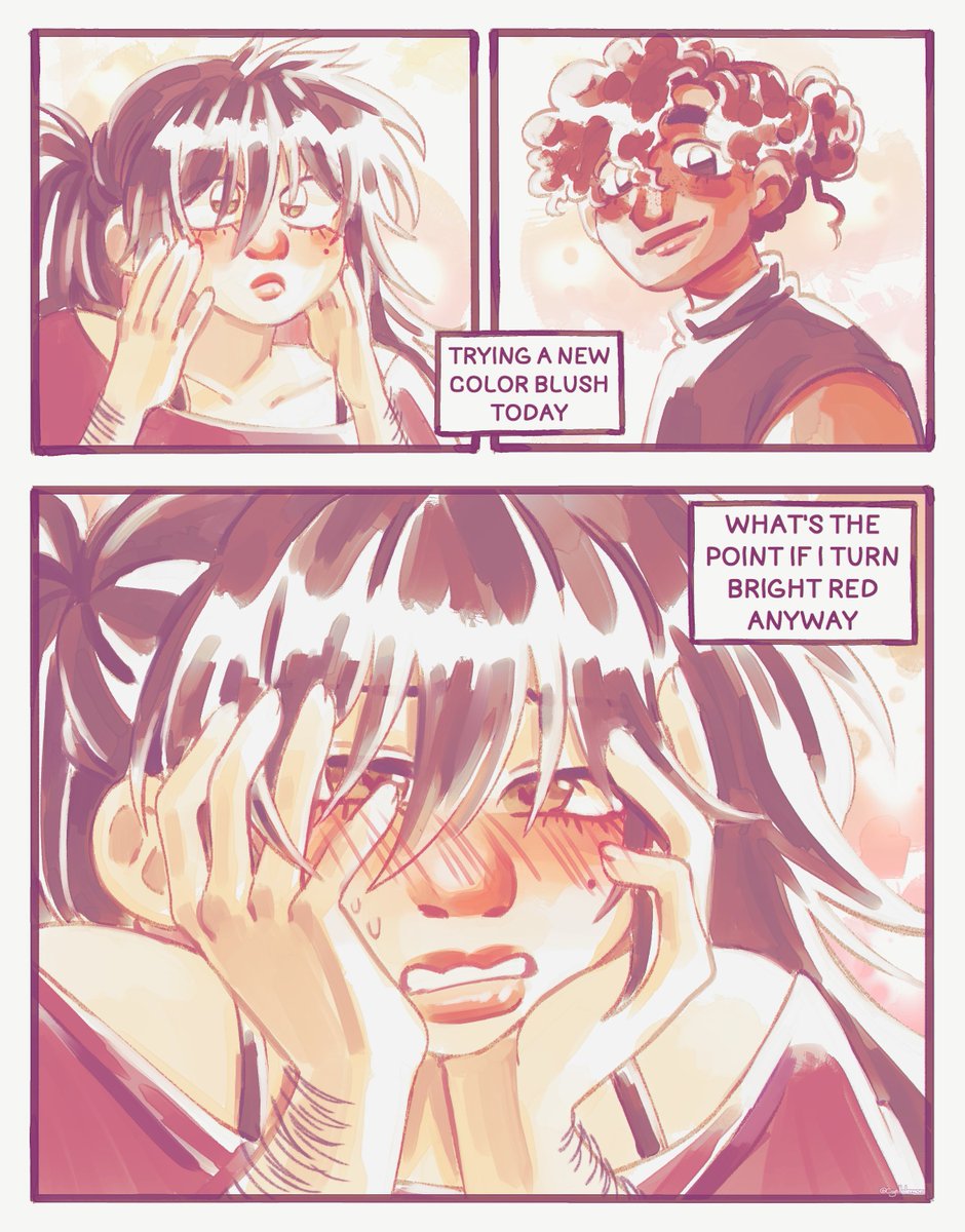 Blush 😳 Silly comic with Olive and Ambrose!! :) (he/him for both!)
