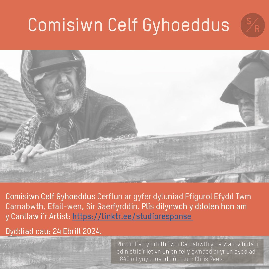 Comisiwn Celf Gyhoeddus Cerflun ar gyfer dyluniad Ffigurol Efydd Twm Carnabwth, Efail-wen, Sir Gaerfyrddin. Plîs dilynwch y ddolen hon am y Canllaw i’r Artist: linktr.ee/studioresponse Dyddiad cau: 24 Ebrill 2024.