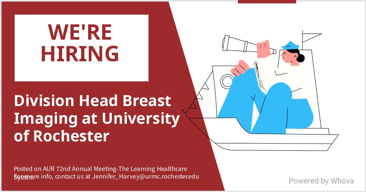 We are #hiring for Division Head Breast Imaging at University of Rochester. Message me if you're interested in joining our team. We are attending AUR 72nd Annual Meeting-The Learning Healthcare System if you would like to meet! #AUR24 - via #Whova event app