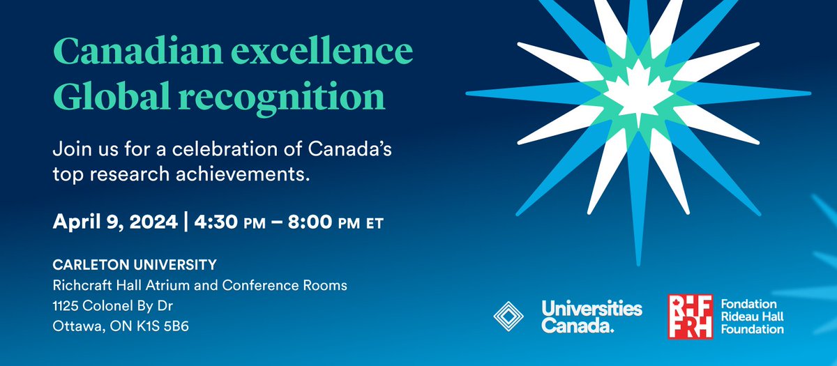 Next week, we celebrate #CanadianExcellence in research! 🇨🇦 Join us at @Carleton_U on April 9, 4:30 PM for insights from award-winning researchers and a keynote fireside chat with Nobel Prize winner Donna Strickland. 🌟 ⬇️ univcan.ca/media-room/eve…