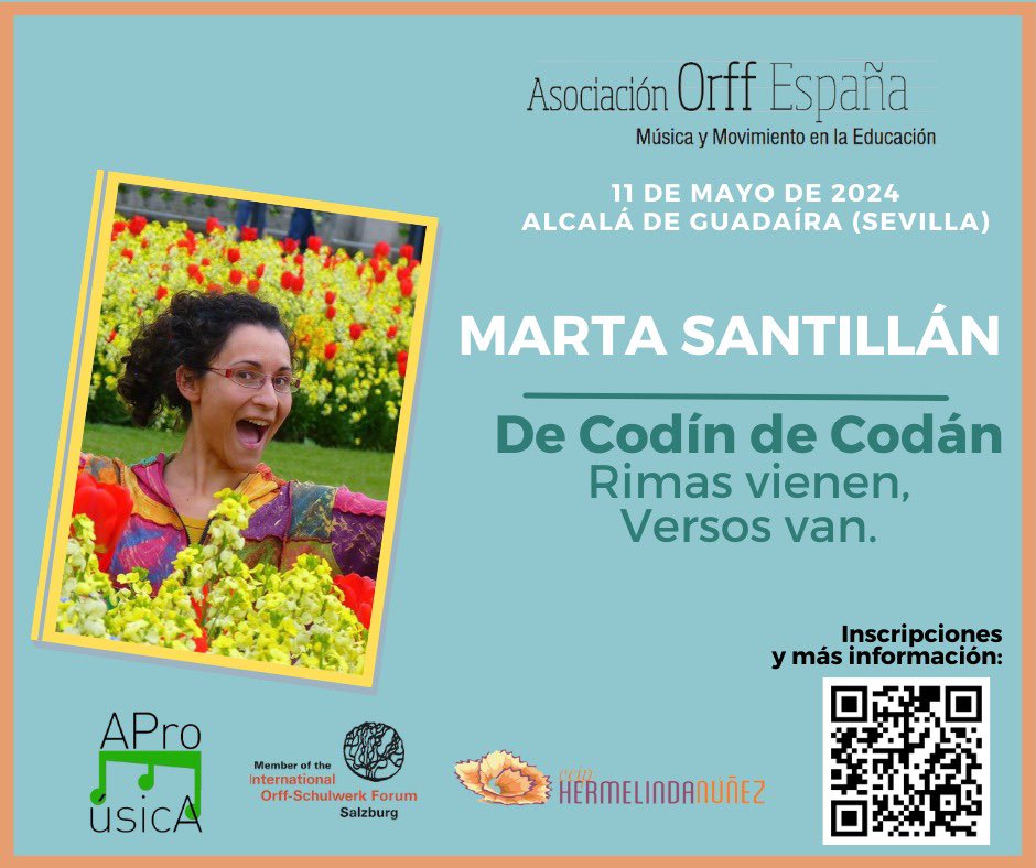 Está abierta la inscripción de un taller impartido por Marta Santillán de la asociación Orff España ✔️El taller es gratuito para socios de @AProMusicA_AND #orffspain y @BarenboimSaid Mas info e inscripción: forms.gle/NVE3RAvs3iuv4i… #EducaConMúsica #orffschulwerk #edmusical