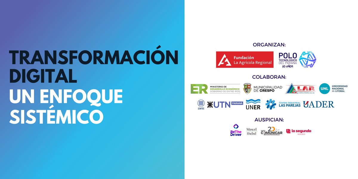 🔹Junto a Fundación LAR  organizamos la jornada «Transformación Digital: un enfoque sistémico» en la ciudad de Crespo este sábado 6 de abril desde las 9hs.

📲 Inscribite en polotecparana.com.ar/jornada-transf…