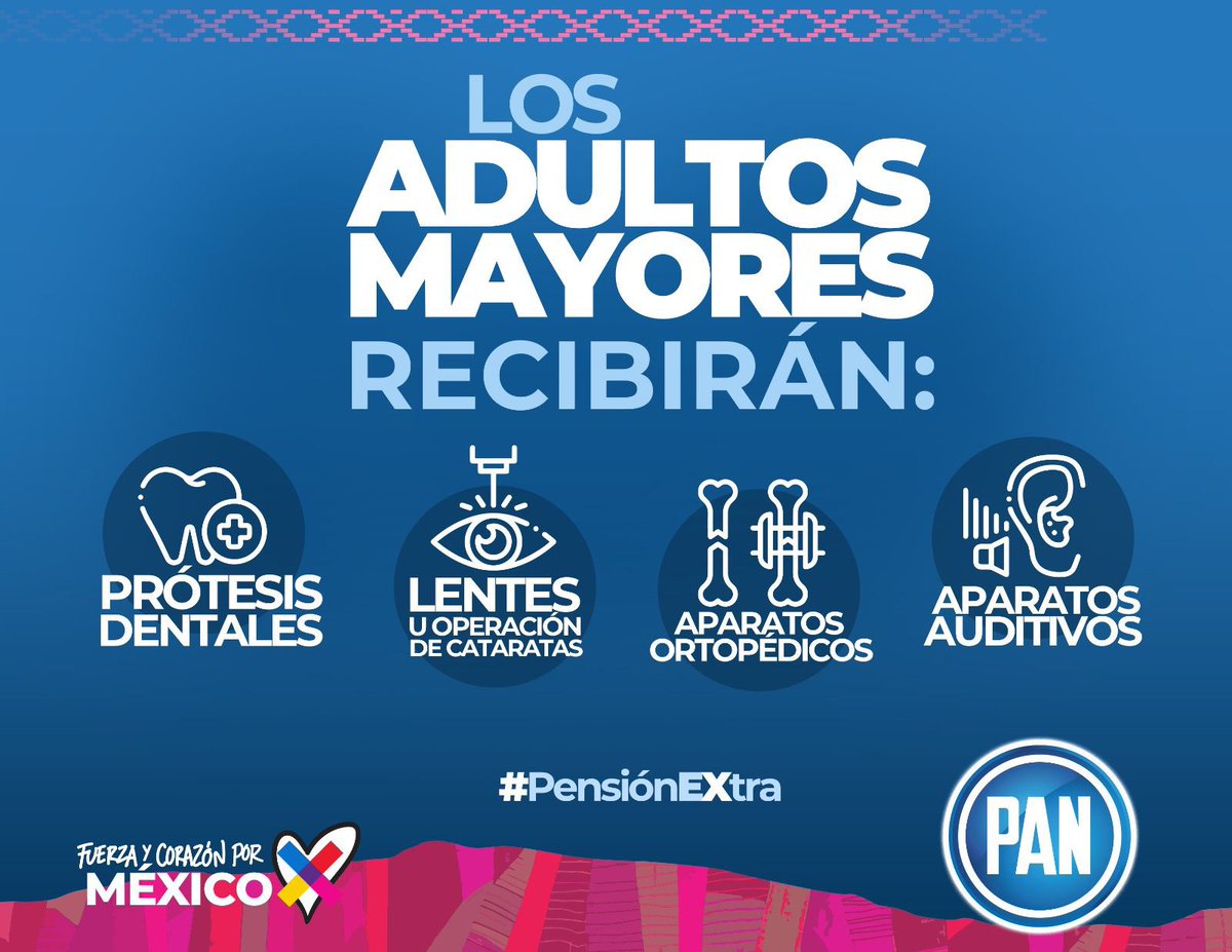 godinez_enrique's tweet photo. Desde @AccionNacional estamos luchando por la #PensiónExtra para nuestros adultos mayores👵🏽👴🏼
🔹Iniciará a los 60 años.
🔹Recibirán prótesis dentales.
🔹Acceso a lentes u operación de cataratas.
🔹Tratamientos y medicinas.
🔹Aparatos ortopédicos.
🔹Aparatos auditivos. https://t.co/942amiVsqE