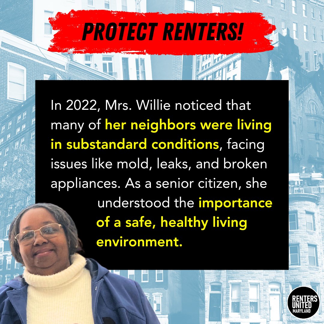 Tenant leaders demand Tenant Safety & Good Cause Acts! Leaders like Mrs. Willie Bell work hard for safe living conditions for their families & their neighbors. @SenBillFerg @Willcsmithjr @jwaldstreicher @SenatorCAMuse @CharlesSydnor3d @jillpcarter @NickCharlesII @SenArianaKelly