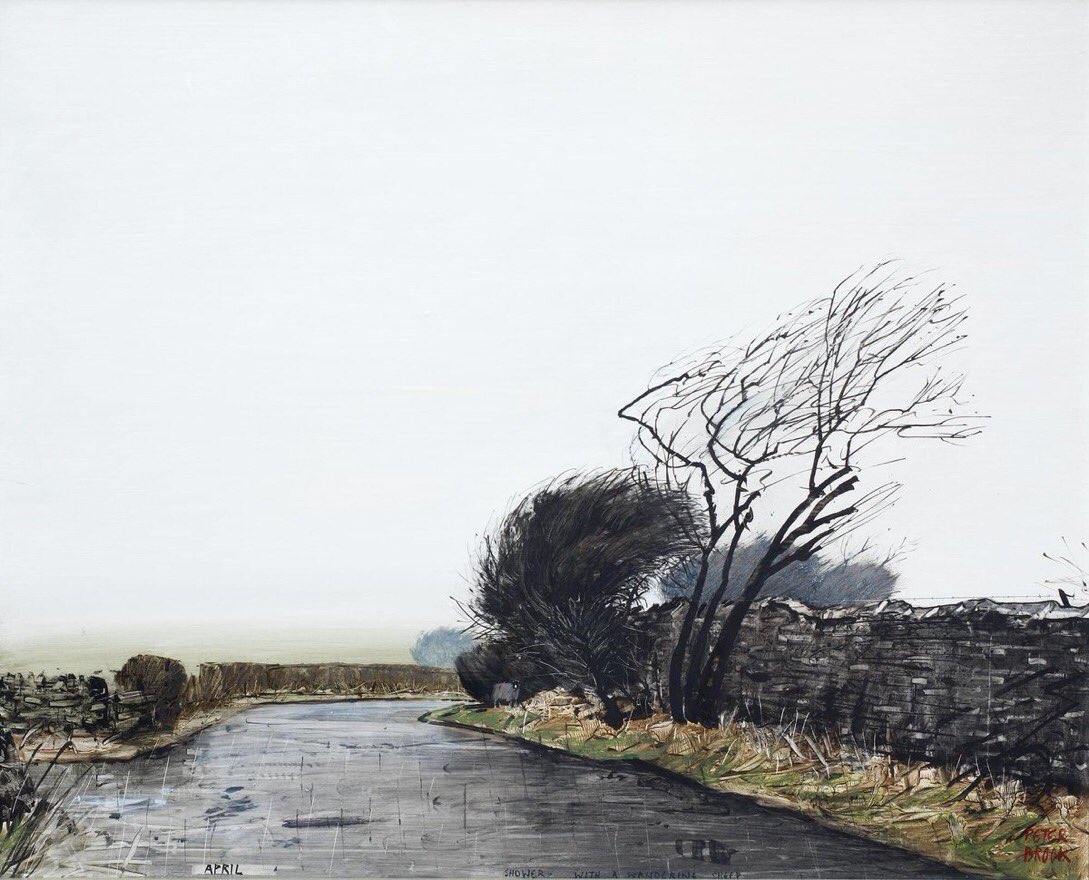The weather at different times of the year was one of Peter Brook’s favourite subjects, seen in work like ‘April - Shower - With a Wandering Sheep’, a title which given the conditions portrayed in the painting reflects his penchant for understatement. (Sold by @clarkart in 2016)