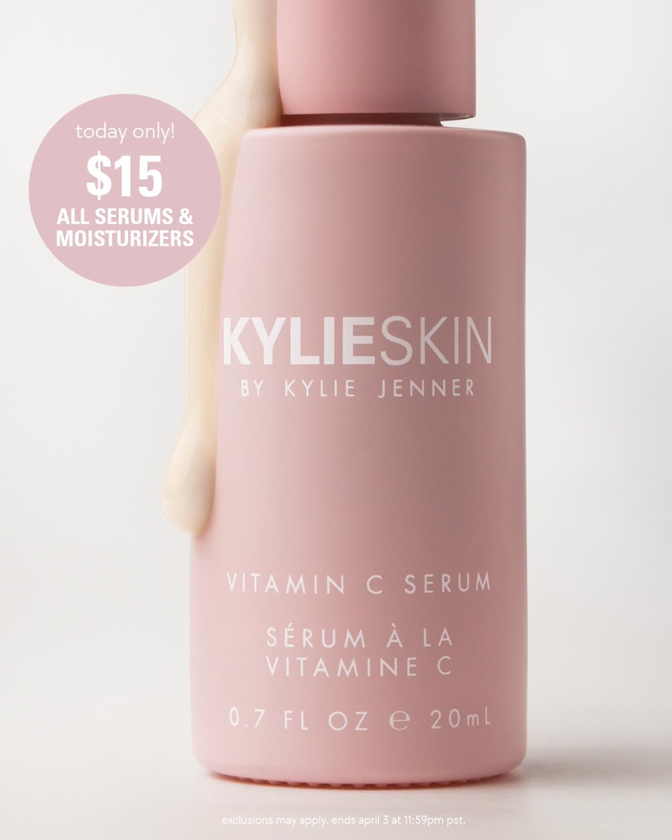 a vitamin c day exclusive 🍊 today only all our serums and moisturizers are $15 on kylieskin.com