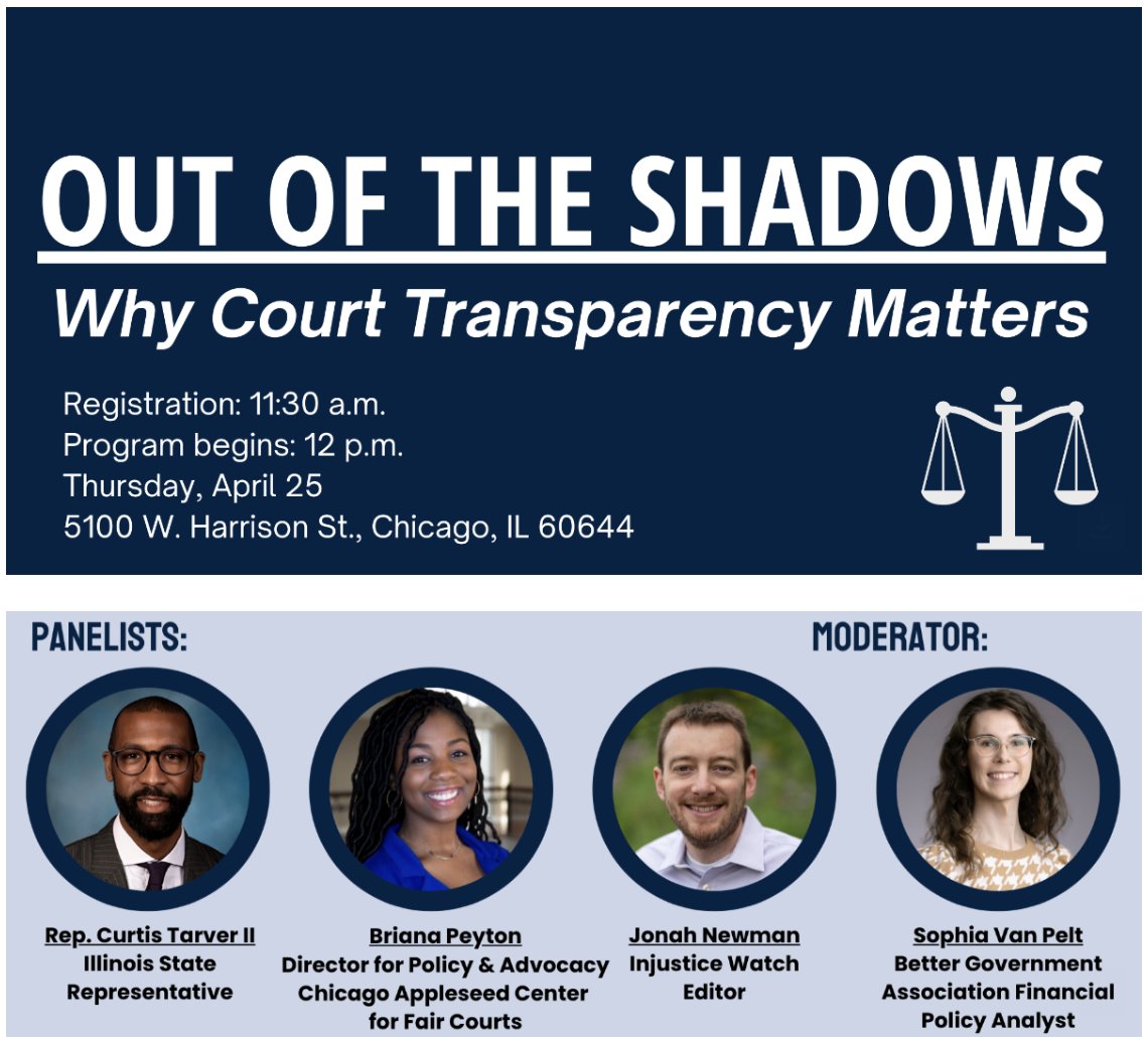 Injustice Watch managing editor @jonahshai will be part of this panel on April 25 about the loophole that blocks the public's access to many important records about how the court system operates. Click the link below to register for free.