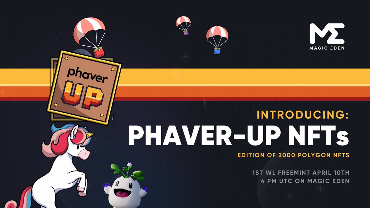 Phaverappch's tweet photo. 1/3 隆重推出:PHAVER-UP:创世版! @phaverapp
价值 1.5 亿美元的 NFT 已连接至 Phaver Cred,是时候将终极实用 NFT 上链了! 🆙🪂👀
Polygon 上有 2000 个限量NFT,且仅从 4 月 10 日起在 Magic Eden Launchpad 上免费铸造 🪄
了解有关以下福利和白名单的更多信息👇
访问 https://t.co/n8CX4ft7P4