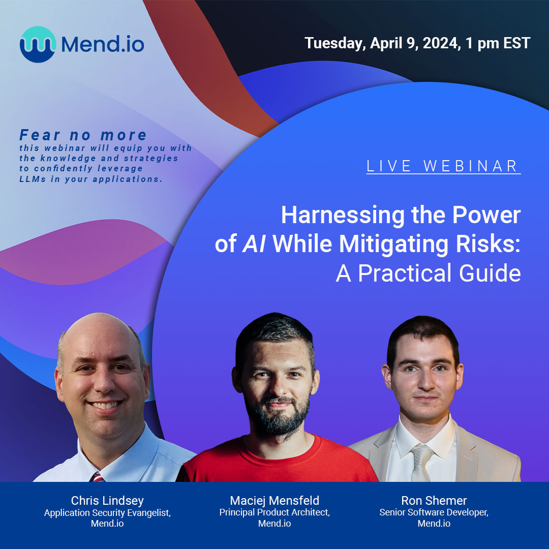 🔒 Unlock AI's potential responsibly! Join our webinar: 'Harnessing AI's Power while mitigating risks' on April 9, 2024 - 1 pm EST. Learn to navigate the AI landscape securely. Register now! #AI #Webinar @Mend_io 📍Register here: events.dzone.com/dzone/Harnessi…