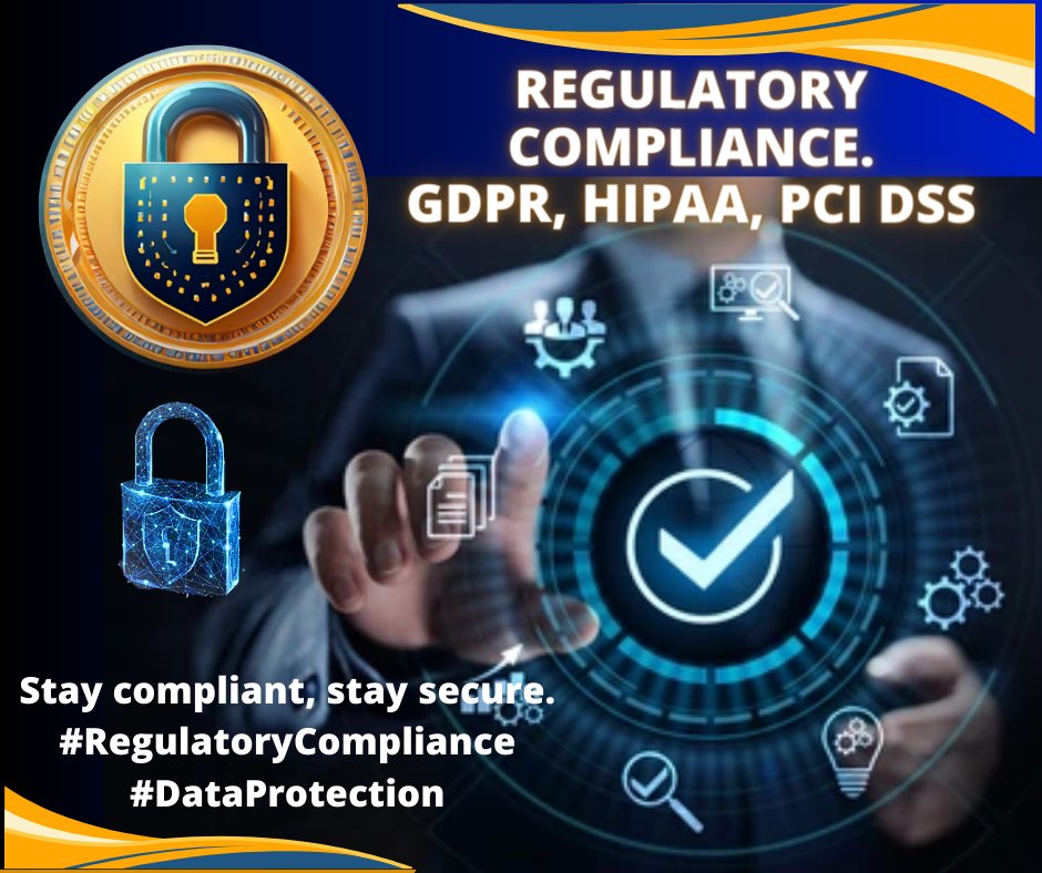 'Regulatory compliance is the backbone of data #protection and #security. #GDPR safeguards privacy in the EU, #HIPAA protects patient info in healthcare, and #PCI #DSS ensures secure credit card transactions. Essential for trust and integrity in today's digital landscape.