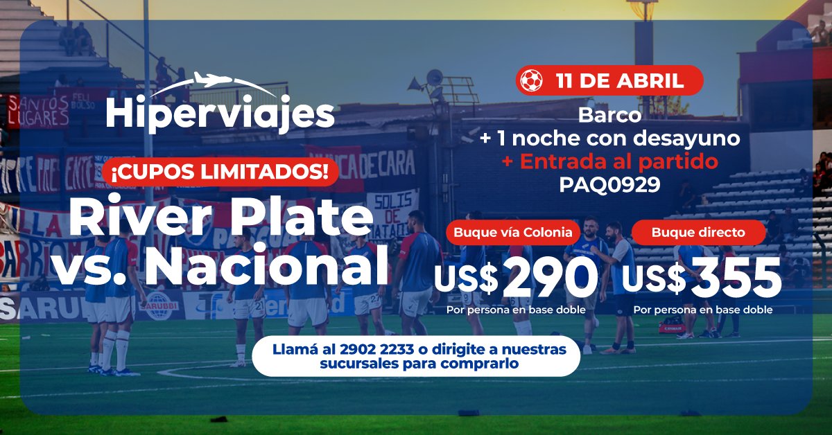 ¡Viajá a alentar al bolso! 🔴🔵⚪

☎️Para comprar el paquete podés dirigirte a cualquier sucursal o llamar al 2902 2233.