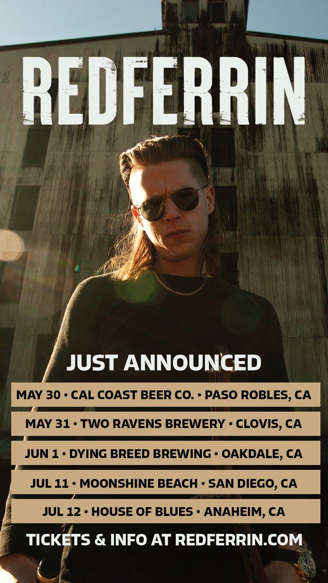 Just announced a few more shows! Told y’all I was coming back to Cali!!! You can get tickets on my website now 👇🏼👇🏼👇🏼 with presale code WHISKEY 🔗 - redferrin.com/tour