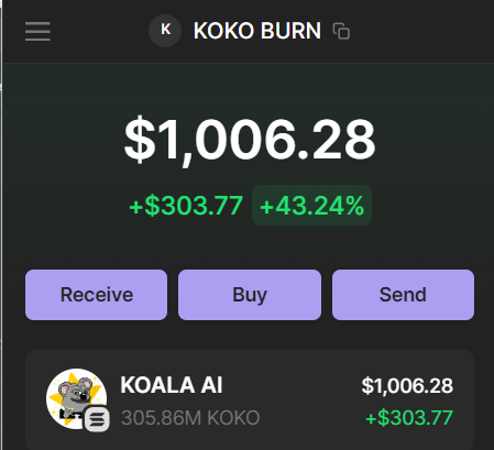 🔥🚀 Exciting news, Koalas! 

Our Burn Wallet has reached $1000 in $KOKO! 🌟 
To celebrate, we're burning them all!

Stay tuned for more updates. 
#KoalaPower #BurnParty 🐨💰

Reminder: The wallet accumulates tokens when you purchase credits to use our #AI

Wallet:
