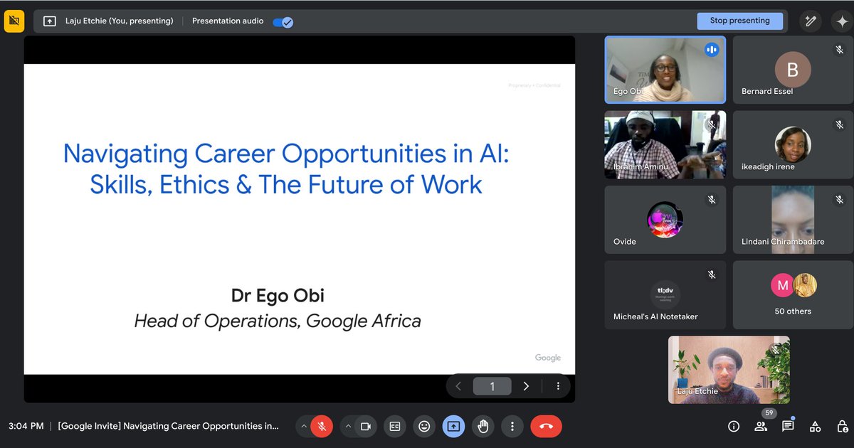 We had a very educative &amp; inspiring session with Dr. Ego Obi as she took us on Navigating Career Opportunities in AI as part of our career series.📚We learned about career paths in AI, Navigating challenges &amp; pitfalls, &amp; shaping the future of AI, among others. #GoogleCrowdsource