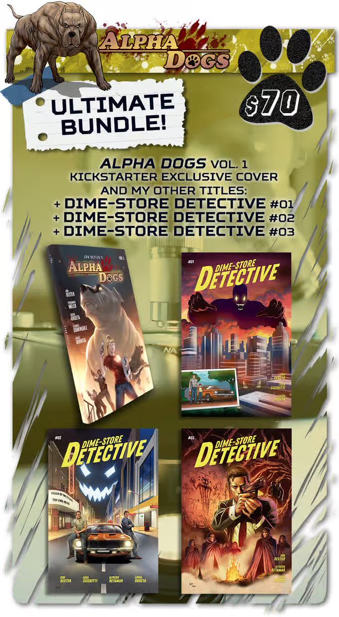 HellsSpawnWorld's tweet image. 🚨WARNING WARNING🚨

     ‼️LAST 31 HOURS‼️

#AlphaDogs by Jon Dexter @realALPHADOGS is Ending soon and is Currently ONLY $15 away from their next Stretch Goal &amp;amp; ONLY $515 away from $4,000 as well as 13 backers from 100. Let’s help make it happen!! #COC #IronAge #ComicsGate