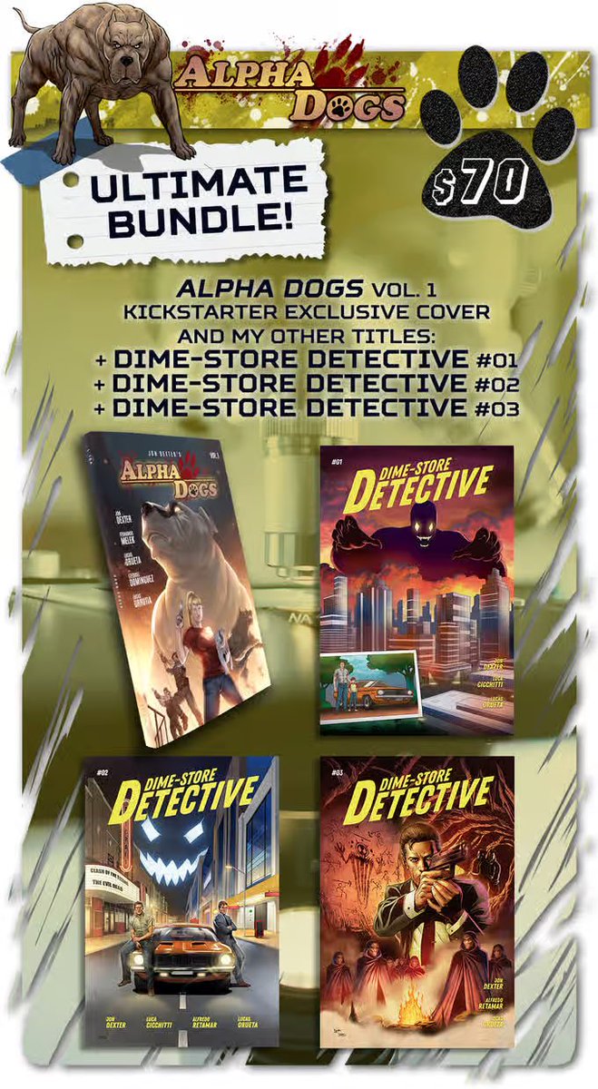 🚨WARNING WARNING🚨

     ‼️LAST 31 HOURS‼️

#AlphaDogs by Jon Dexter @realALPHADOGS is Ending soon and is Currently ONLY $15 away from their next Stretch Goal & ONLY $515 away from $4,000 as well as 13 backers from 100. Let’s help make it happen!! #COC #IronAge #ComicsGate…