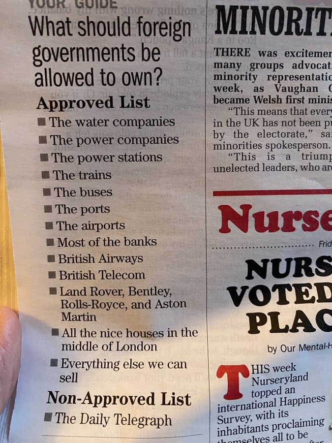 Private Eye's excellent summary of 'What should foreign governments be allowed to own'