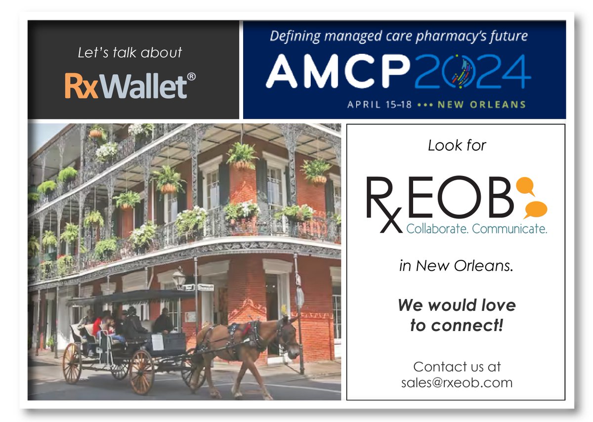 Looking forward to attending #AMCP2024! If you'll be there and would like to meet up, DM me on LinkedIn or email sales@rxeob.com.   #healthplans #PBMs #healthcareIT