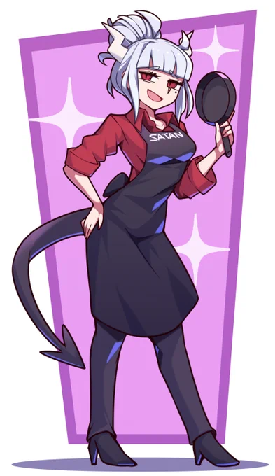 Apron outfit Lucifer from Helltaker !Commission Art for  ! Thank you so much for request again!#Commission #Helltaker 