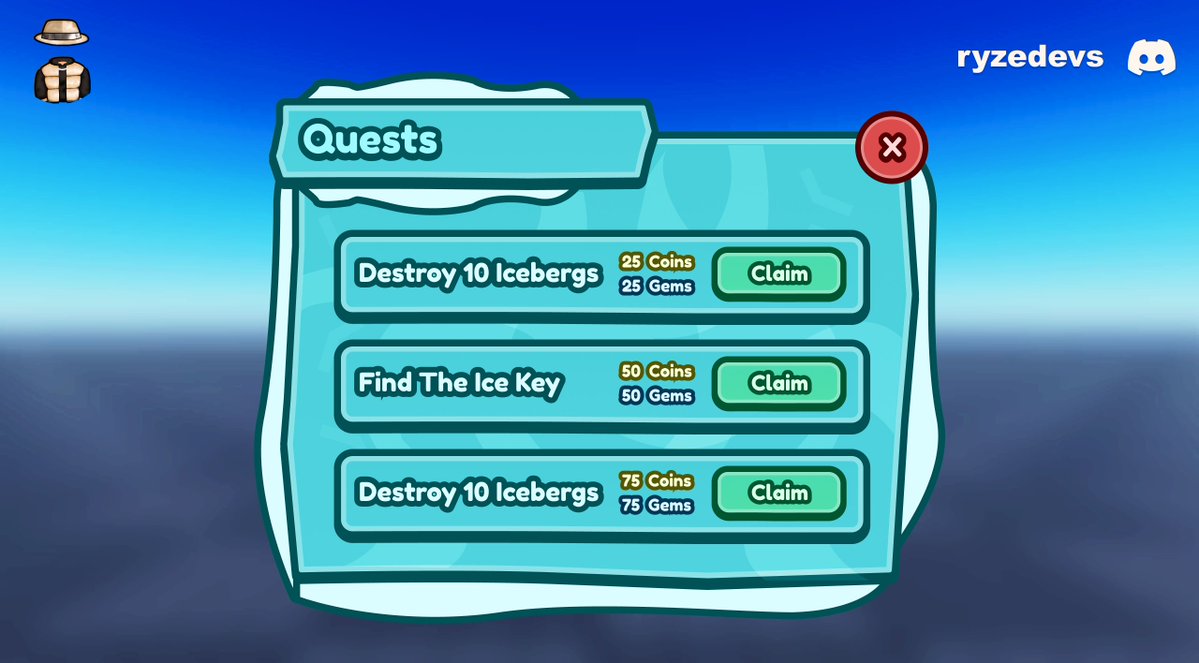❄ Cartoony Ice Quests UI. 📌 Was Feeling A Bit Cold 🥶. 🏆 #ROBLOX #RobloxDev #RobloxDevs #RobloxUI #robloxart #RobloxUGC #robloxcommission #RobloxCommissions #RobloxFreeUGC #RobloxComms #RobloxDeveloper #RobloxDevEx #uiuxdesign #robux #figma #photoshop #uidesign #art #TheHunt