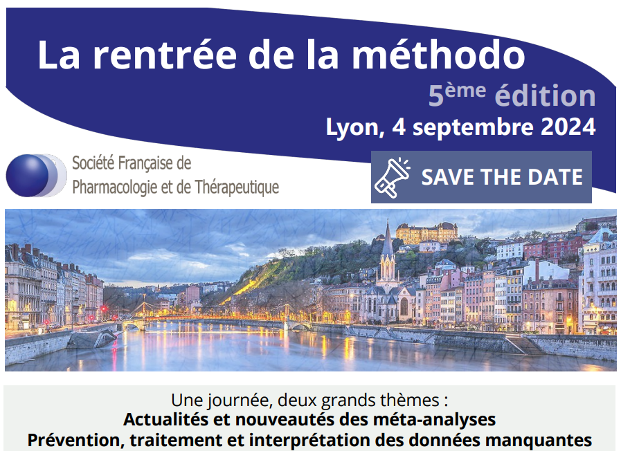 Rentrée de la méthodo 2024 : une journée, 2 grands thèmes
1️⃣ Actualités et nouveautés des méta-analyses
2️⃣ Prévention, traitement et interprétation des données manquantes
📍 Lyon 
📅 04 sept 2024
📝 Programme détaillé à venir
Infos et inscriptions : sfpt-fr.org/gt-pcm-actuali…