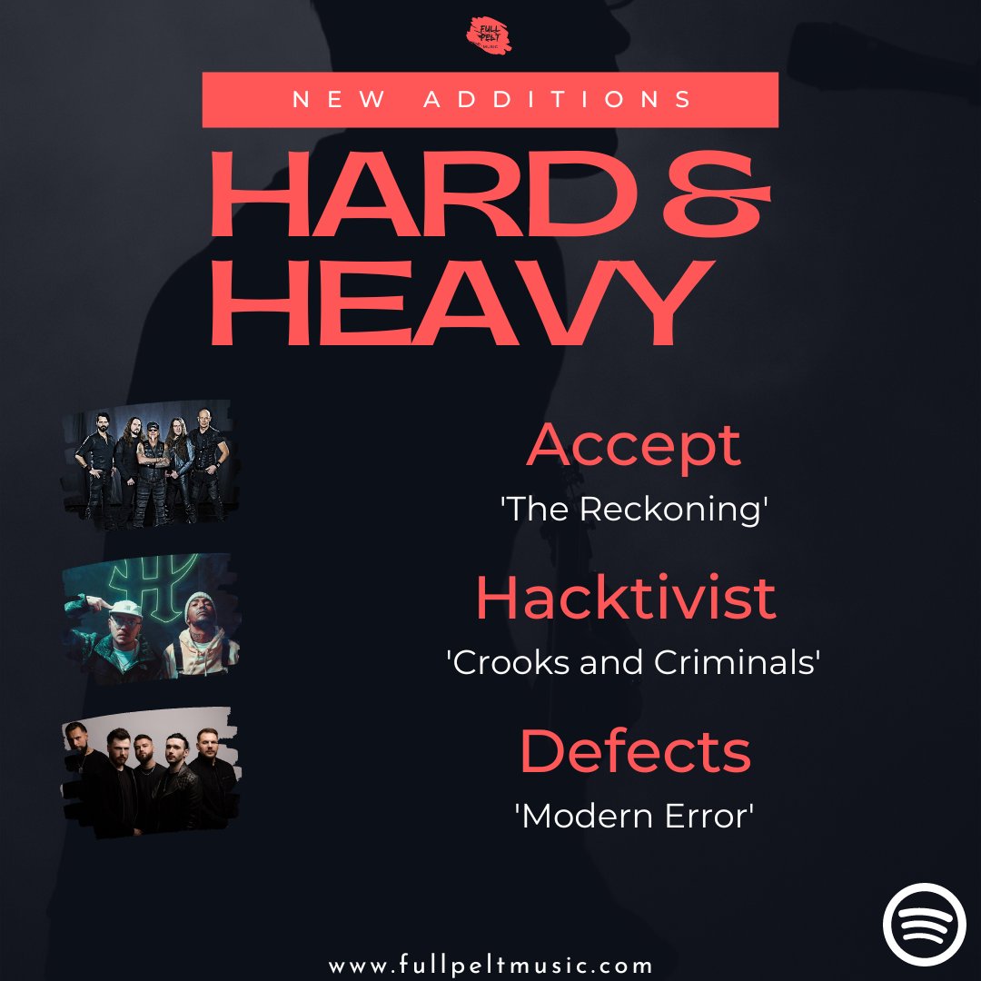 NEW ADDITIONS to our 'Hard & Heavy' Playlist! @accepttheband - 'The Reckoning' @HacktivistUK - 'Crooks and Criminals' @WeAreDefects - 'Modern Error' Listen + Follow 👇 tinyurl.com/bddencky Magazine 👇 tinyurl.com/28y58nx5