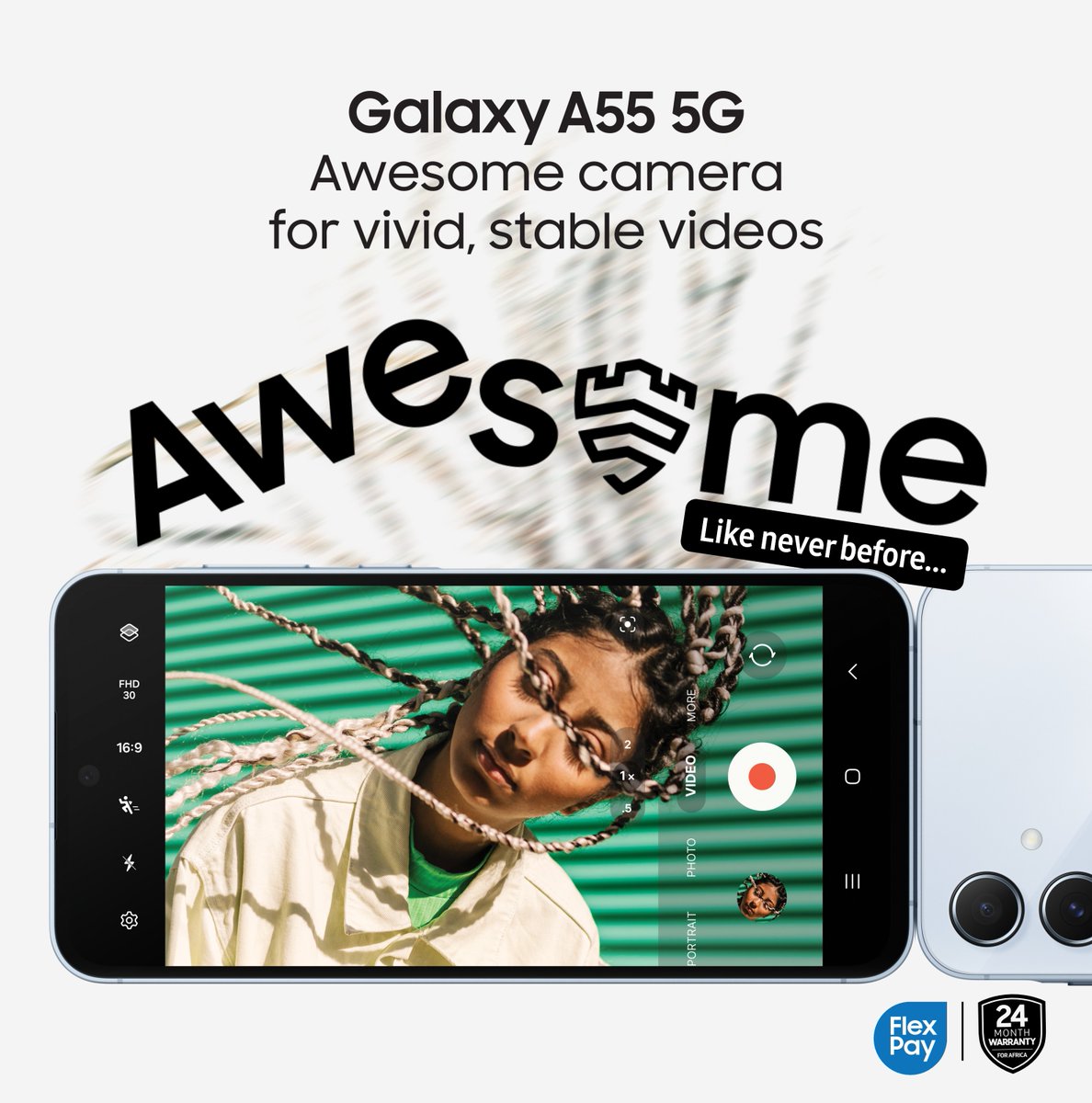 With a powerful 50MP main camera and a stunning 32MP selfie camera, the #GalaxyaA55 5G gives you a Super HDR and Optical Image Stabilization experience with every shot.

Now vailable at a Samsung authorized store near you.

#AwesomeLikeNeverBefore
#SamsungNigeria