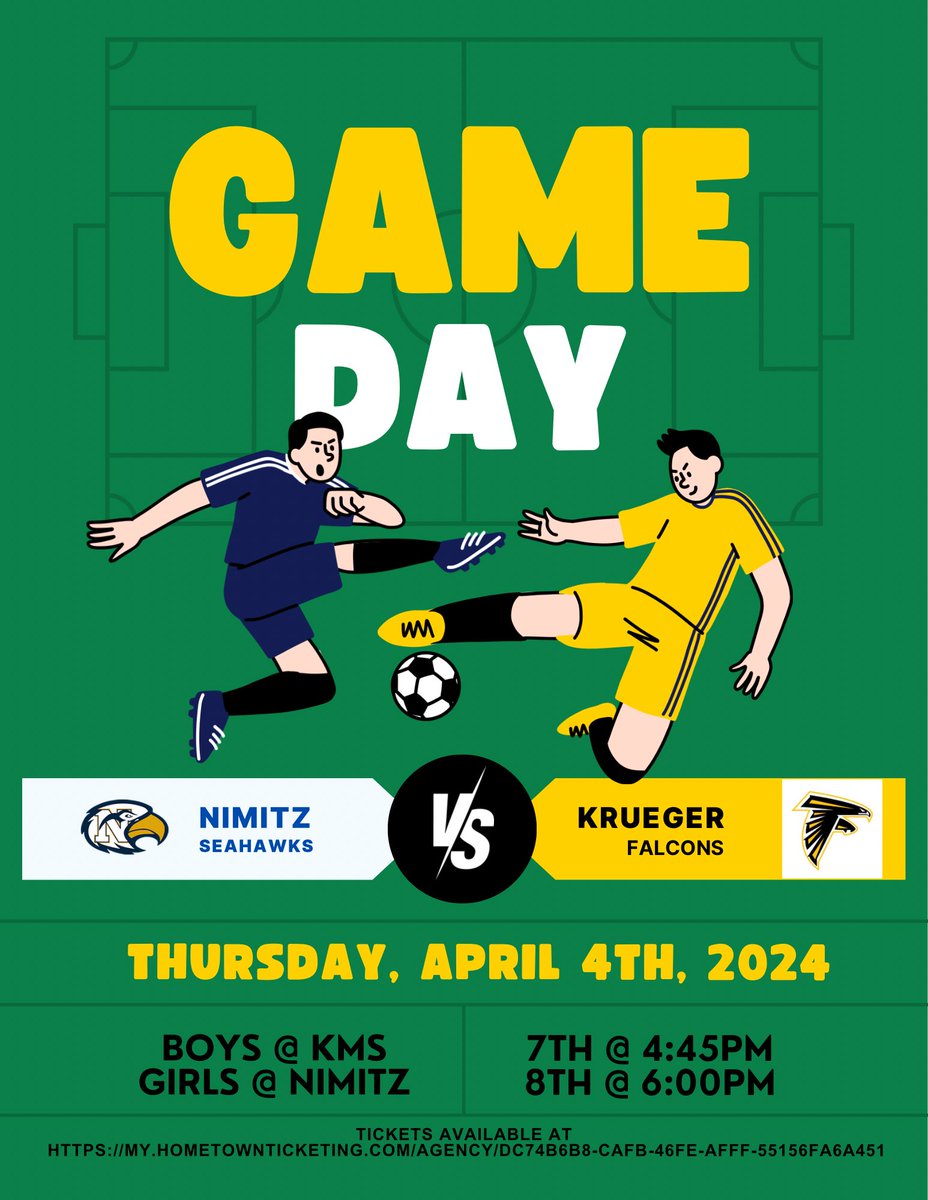 Krueger Boys Athletics (@boyskrueger) on Twitter photo Are you ready? First Soccer Match of the season, Thursday, April 4th…Go Falcons <a href="/KMSLadyFalcons/">Krueger Girls Athletics</a> <a href="/FalconPTA/">Krueger MS PTA</a> <a href="/KMSAcademics/">Krueger Academics</a> <a href="/coachperez27/">Coach Perez</a> <a href="/TRFutbolSA1/">Roosevelt Boys Futbol</a> Are you ready? First Soccer Match of the season, Thursday, April 4th…Go Falcons <a href="/KMSLadyFalcons/">Krueger Girls Athletics</a> <a href="/FalconPTA/">Krueger MS PTA</a> <a href="/KMSAcademics/">Krueger Academics</a> <a href="/coachperez27/">Coach Perez</a> <a href="/TRFutbolSA1/">Roosevelt Boys Futbol</a>