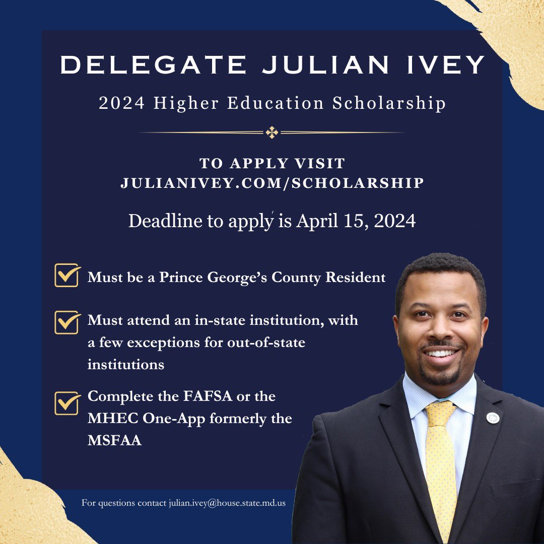 Make sure to apply! The deadline for our scholarship is Monday, April 15, 2024. To apply visit julianivey.com/scholarship. Awards for this scholarship will be split between Fall 2024 and Spring 2025.