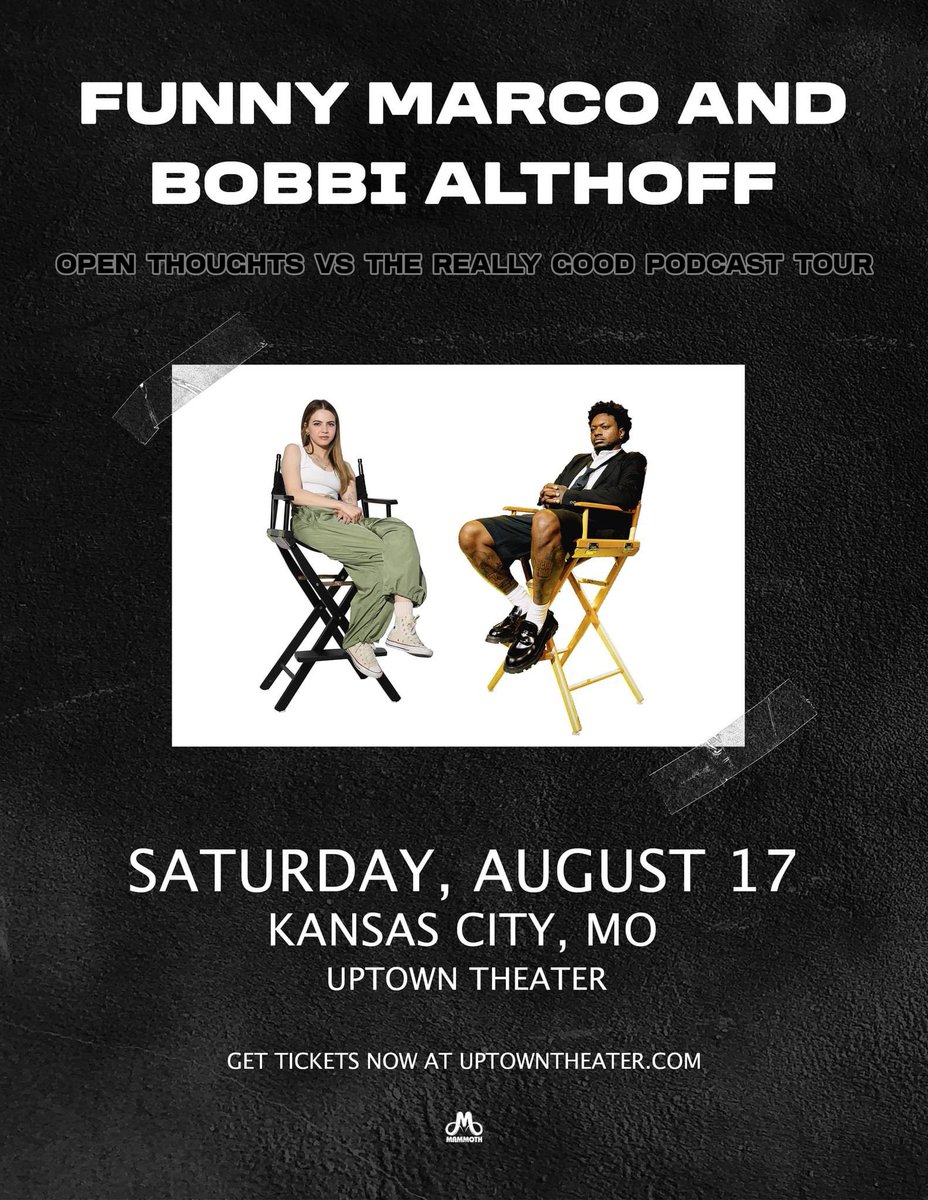 Announcing: Funny Marco and Bobbi Althoff at Uptown Theater on Saturday, August 17th, 2024! 🎫 Tickets go on sale Friday, April 5th at: 10:00am! Ticket Link: ticketmaster.com/event/06006078…