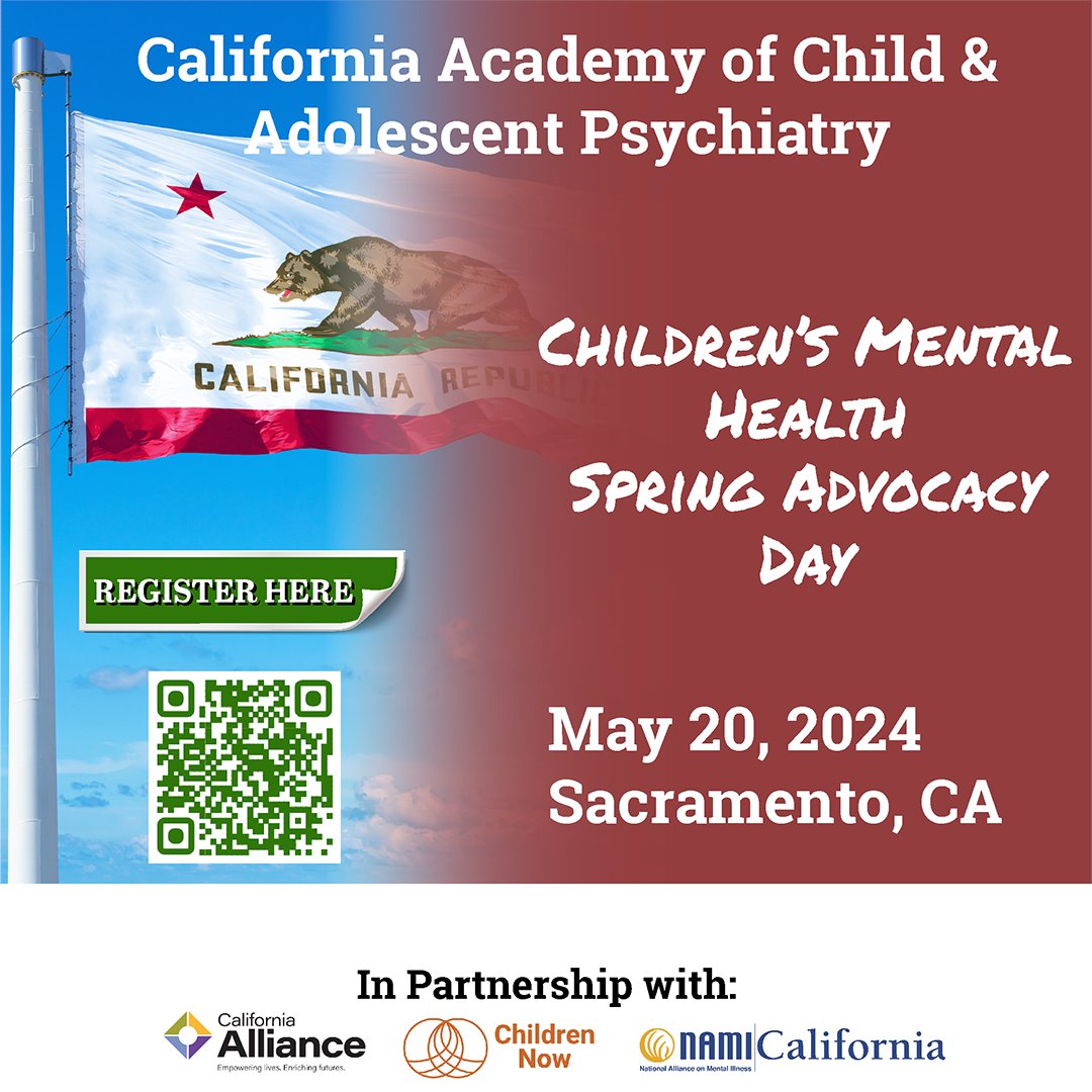 Join Us for the 2024 Children’s Mental Health Advocacy Day! Mark your calendars for May 20th! Your voice matters! 🗣️ Register Today: bit.ly/SpringAdvcy24 #ChildrensMentalHealth #SpringAdvocacyDay #CALACAP #ChildrenNow #NAMICA #CaliforniaAlliance